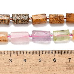 ミックス天然石ビーズ連売り  ファセット列  シードビーズで  染めと未染色の混合  10~14x6~9.5mm  穴：1mm  約27~31個/連  15.16~15.75''（38.5~40センチメートル）&nbsp;G-F836-B02-01
