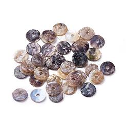 フラットラウンドナチュラルあこやシェルビーズ  マザーオブパールシェルビーズ  淡い茶色  5~6x1mm  穴：1mm  約1440個/袋&nbsp;SHEL-N034-11