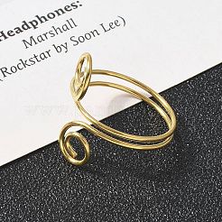 304ステンレススチールラウンドラップオープンカフリング女性用男性用  18KGP本金メッキ  内径：17mm&nbsp;RJEW-Z071-02B-G