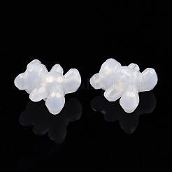 グリッターパウダービーズ入り不透明アクリル  クマ  ホワイト  17x16x11mm  穴：3mm&nbsp;X-SACR-G024-05