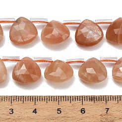 天然石サンストーンビーズ連売り  多面カットティアドロップ  プラスチックチューブビーズ付き  12x12~12.5x5.5~6mm  穴：1mm  約28個/連  15.75インチ（40cm）&nbsp;G-C292-A07-01