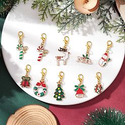 クリスマス合金エナメルペンダントデコレーション10個  カニカン付き  混合図形  ミックスカラー  27~36mm&nbsp;HJEW-JM03679