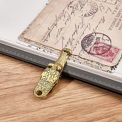 ワニ口合金クリップ2個  紙の文書用  学校事務用品  アンティーク黄金  55x15x11mm&nbsp;AJEW-CP0011-57