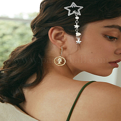 8スタイルの合金ワニ口ヘアクリップ4個  スター  女性の女の子のためのヘアアクセサリー  アンティークシルバー＆プラチナ  27~92.5x31~73.5x2~4.5mm&nbsp;OHAR-LP0001-19