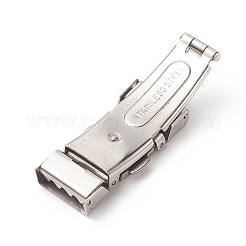 変色防止長方形201ステンレススチール時計バンド留め金  ステンレス鋼色  42x15x6mm  穴：2x12mm&nbsp;STAS-F067-14