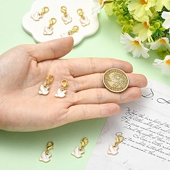 10本合金エナメルペンダントデコレーション  合金製カニカン付き  ピジョン  ゴールドカラー  23mm&nbsp;HJEW-YW00355