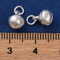 ラックメッキ真鍮チャーム  丸カン付き  カドミウムフリー＆鉛フリー  長持ちメッキ  ベル型  銀  8x6mm  穴：2mm&nbsp;KK-Z070-05S