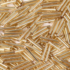 銀引き透明ガラスラッパビーズ  小麦  15x2.5mm  穴：0.5mm  約5000個/袋&nbsp;SEED-R028-2x15-B01