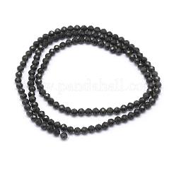 天然オブシディアンビーズ連売り  多面カット  ラウンド  3mm  穴：0.5mm  約113個/連  15.35インチ（39cm）&nbsp;G-E411-33-3mm