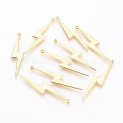 チベットスタイル合金雷の大きなペンダント  カドミウムフリー＆鉛フリー  ゴールドカラー  52x11x1.5mm  穴：1mm&nbsp;LS-PALLOY-AD92395-G-LF