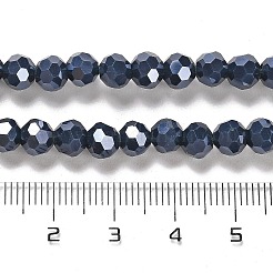 不透明ガラスビーズスタンド  ファセット（32ファセット）  ラウンド  プルシアンブルー  6mm  穴：1mm  約98~100個/連  20.39~20.59インチ（51.8~52.3cm）&nbsp;EGLA-A035-P6mm-A35