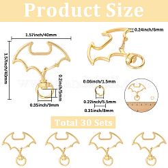 合金製スイベルクラスプ30セット  バット  ゴールドカラー  40x40x6mm  穴：9x5mm  2個/セット&nbsp;FIND-SC0017-69G