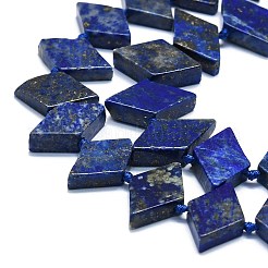 天然石ラピスラズリビーズ連売り  菱形  18x10~11x5mm  穴：1.5mm  約21個/連  17.32''（44センチメートル）&nbsp;G-K245-E05-A01