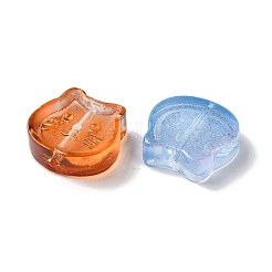 透明ガラスビーズ  猫  ミックスカラー  14x14x5mm  穴：1.2mm&nbsp;GLAA-O023-22