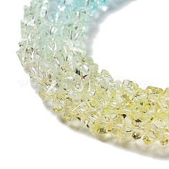 クリアガラスビーズ連売り  セグメント化されたマルチカラービーズ  三角形  フクシア  4.5x4.5x3mm  穴：0.9mm  約142個/連  13.58~13.78''（34.5~35センチメートル）&nbsp;LS-GLAA-H023-03G