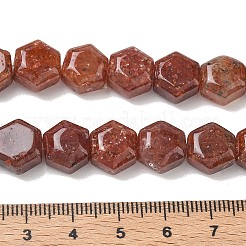 天然の金斑点模様のストロベリークォーツビーズの連  六角  10~10.5x11~11.5x6.5~7mm  穴：1mm  約37~38個/連  15.04~15.16''（38.2~38.5センチメートル）&nbsp;G-G463-A04-10x11mm