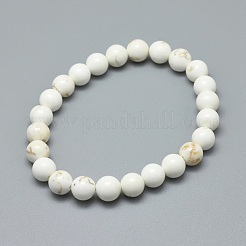 天然マグネサイトビーズストレッチブレスレット  ラウンド  2インチ〜2-3/8インチ（5~6cm）  ビーズ：5.8~6.8mm&nbsp;X-BJEW-K212-A-008