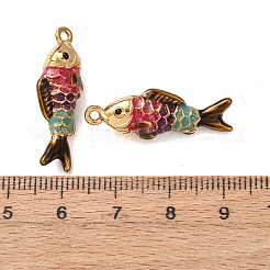 304ステンレスペンダント  エナメル  魚のチャーム  18KGP本金メッキ  イオンプレーティング（ip）  カメリア  28x10x8mm  穴：1.5mm&nbsp;STAS-N129-15A-G01