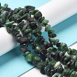 天然石ルビーインゾイサイトビーズ連売り  チップ  1~8x5~17x5~8mm  穴：0.9~1mm  30.31~31.50''（77~80センチメートル）&nbsp;G-M205-90