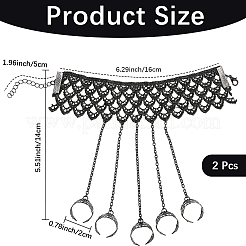 女性用ハロウィンゴシックフィンガーリングブレスレット2個  ブラック  5-1/2インチ（14cm）&nbsp;BJEW-CN0001-15