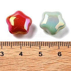 UVメッキ不透明アクリルビーズ  虹色の  スター  ミックスカラー  13x14x7mm  穴：2mm&nbsp;PACR-Q005-06