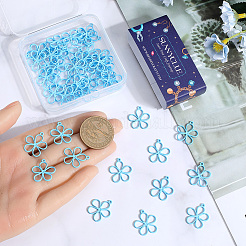 中空スプレー塗装合金ペンダント50個  花  ディープスカイブルー  19.5x17x1.3mm  穴：1.2mm&nbsp;FIND-SC0012-27B