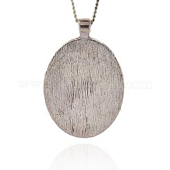アンティークシルバー調合金樹脂チャーム  楕円形のネックレスのペンダント  ベージュ  49x33x10mm  穴：4x5mm&nbsp;PALLOY-J345-01AS