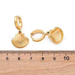 304ステンレススチールフープピアス  18KGP本金メッキ  シェル形状  28.5x15mm&nbsp;EJEW-F357-02G-02