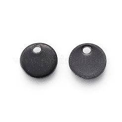 304ステンレススチール製刻印入りブランクタグチャーム  フラットラウンド  クロス  イオンプレーティング（ip）  電気泳動黒  6x0.8mm  穴：1.2mm&nbsp;STAS-F232-03B-B