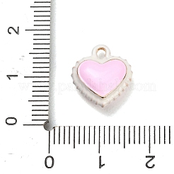 ツートンカラーの合金エナメルペンダント  二重構造のハートチャーム  貝殻色  14x13x6mm  穴：1.6mm&nbsp;AL-CBA5AB7-03A