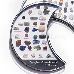 天然石ナゲットコレクション  地球科学教育用  月箱：15.5x110x15mm  宝石：8~14x5~8mm  32個/箱&nbsp;G-F734-05