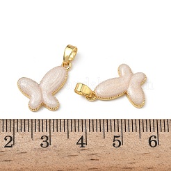 真鍮製エナメルペンダント  バタフライチャーム  フローラルホワイト  18.5x14x3mm  穴：4x2.5mm&nbsp;KK-F924-16B-G03