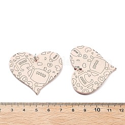 印刷された木製のペンダント  鉄のリング付き  バレンタインデーコレクション  ハート  39.5x46x2.5mm  穴：5.5mm&nbsp;FIND-R050-02D