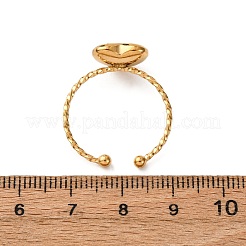 女性用304ステンレススチールエナメルカフリング  ハート  18KGP本金メッキ  usサイズ9 1/4(19.1mm)&nbsp;RJEW-F194-05G