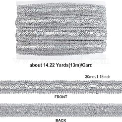 メタリック糸リボン  ジャカードリボン  服飾材料  スパンコール入り  ゲインボロ  1-1/8インチ（30mm）  約14.22ヤード（13m）/カード&nbsp;OCOR-WH0065-10A