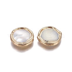 シェルビーズ  エッジゴールドメッキ  フラットラウンド  20~21x5mm  穴：0.7mm&nbsp;BSHE-F006-10G