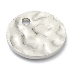 変色しにくい304ステンレススチールチャーム  テクスチャ  フラットラウンド  ステンレス鋼色  12x1mm  穴：1.2mm&nbsp;STAS-H157-03C-P