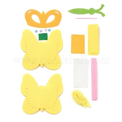 不織布刺繍針フェルト縫製クラフトかわいい鞄キッズ  子供のための手作りのギフトを縫うフェルトクラフトは最高に会います  蝶  きいろ  14x13x3.5cm&nbsp;DIY-H140-10