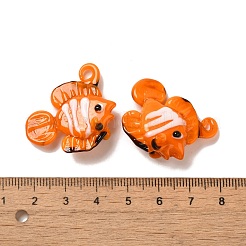 手作りランプワークペンダント  魚  ダークオレンジ  28.5~31x29~32x14.5~15.5mm  穴：1.5~2.5mm&nbsp;LAMP-G162-01F
