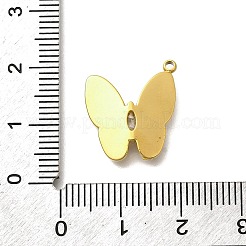 真鍮にキュービックジルコニアと貝殻のチャームをあしらったもの  蝶  ブルー  17x15.5x2.5mm  穴：1.4mm&nbsp;STAS-Q347-09B-G-1