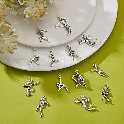 60個10スタイルチベットスタイルアロイペンダント  バレーボール選手＆ホッケー選手＆体操選手  アンティークシルバー  16~31x11.5~26x2~6mm  穴：1~2mm  6個/スタイル&nbsp;FIND-SC0003-69