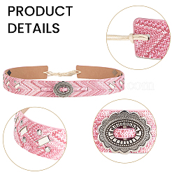 女性用PUレザーと合金製オーバルタイノットベルト1本  アンティークシルバー  ピンク  560x30mm&nbsp;AJEW-CL0005-37