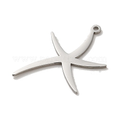 変色しない304ステンレススチールペンダント  レーザー切断  ヒトデチャーム  ステンレス鋼色  29x20x1mm  穴：1.5mm&nbsp;STAS-O005-02P