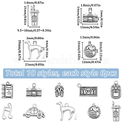 60pcs10スタイルチベットスタイルアロイペンダント  混合図形  ミックスカラー  12~21x9~22.6x1~9.5mm  穴：1.2~2mm  6個/スタイル&nbsp;FIND-SC0010-72