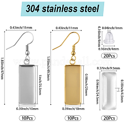 DIYイヤリング作成キット  304ステンレススチール製ダングルイヤリング金具20個入り  プラスチック製のピアスキャッチ20個とガラス製のカボション20個付き  ゴールデン·ステンレス鋼色&nbsp;STAS-SP0001-96