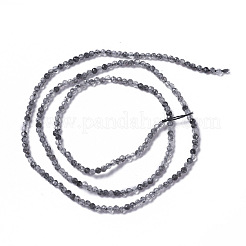 天然石ブラックルチルクォーツビーズ連売り  多面カット  ラウンド  ブラック  2~2.5x2mm  穴：0.2mm  約158~205個/連  15.7~16.7インチ（40~42.5cm）&nbsp;G-F596-25A-2mm