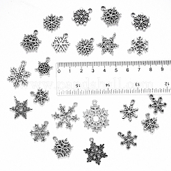 チベット風合金ビッグサイズペンダントトップ  クリスマスのために  スノーフレーク  アンティークシルバー  130x80mm  70個/セット&nbsp;TIBE-CJ0001-04