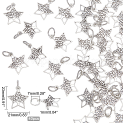 チベット風アロイペンダント40個  生命の木の星のチャーム  アンティークシルバー  23x21x1mm  穴：7mm&nbsp;FIND-PH0002-59