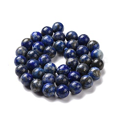 天然石ラピスラズリビーズ連売り  ラウンド  10mm  穴：1mm  約36~37個/連  15インチ（38cm）&nbsp;G-E483-17-10mm