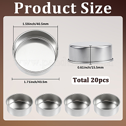 鉄製キャンドルカップ20個  キャンドル作りツール  フラットラウンド  プラチナ  43.5x15.5mm  内径：40.5mm&nbsp;AJEW-SP0006-40B